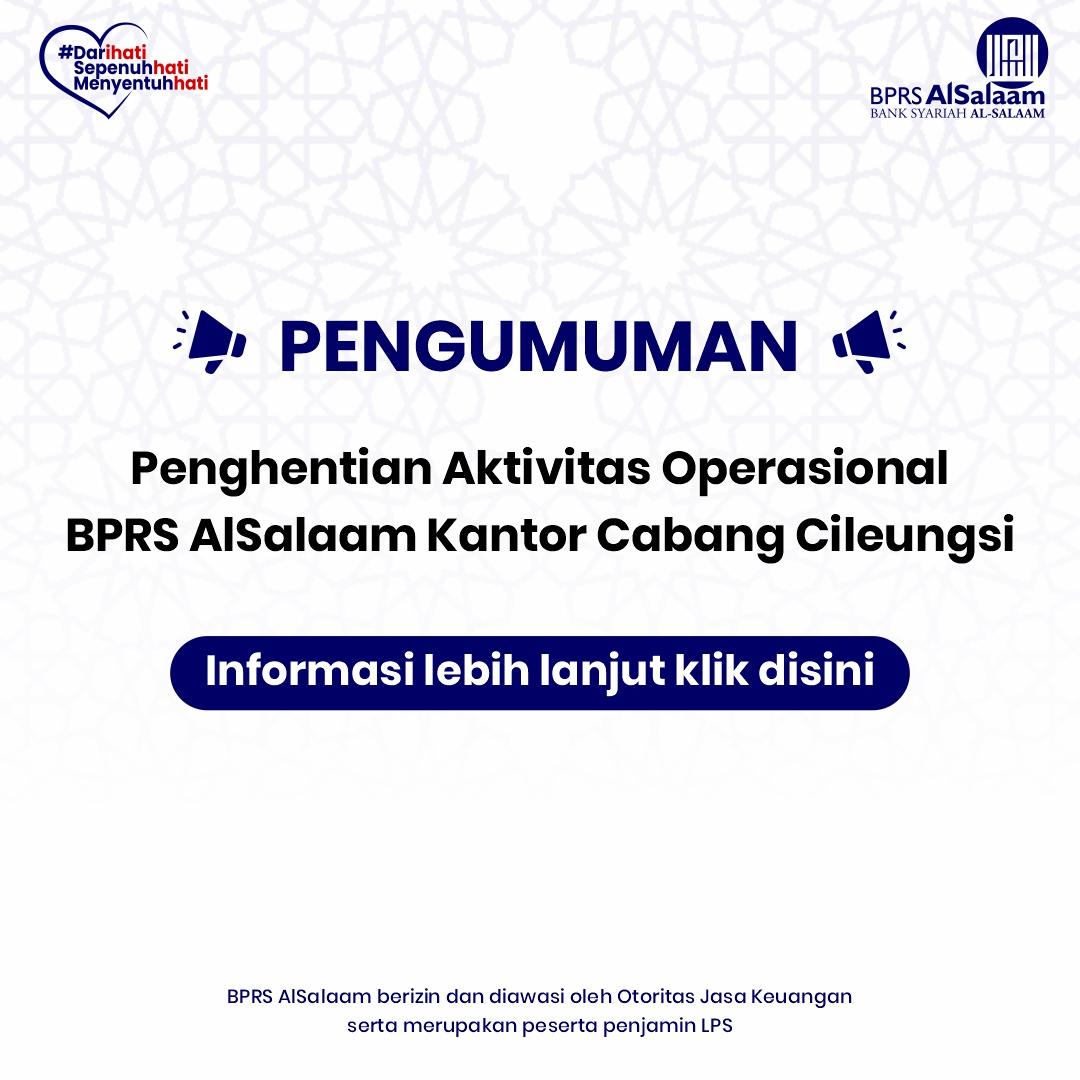 Pengumuman Penutupan Kantor Cabang Cileungsi