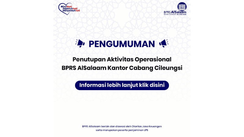 Pengumuman Penutupan Kantor Cabang Cileungsi